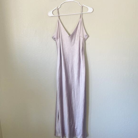 Good American V Neck Washed Satin Slip Dress Lilac Whisper Dress Size 4 - Picture 2 of 6